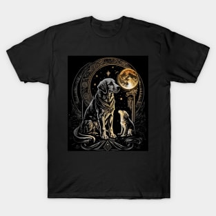 Tarot Dog Card For Fantasy and magic lovers Astrology moon and dog tarot card T-Shirt